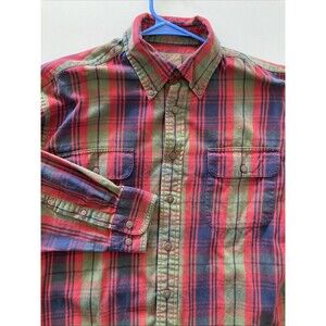 Duck Head Expedition Men’s L Button Down Plaid Long Sleeve Shirt 90s 100% Cotton